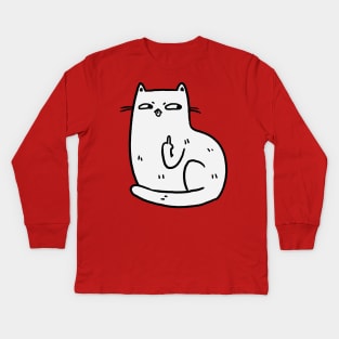 Middle Finger Cat Kids Long Sleeve T-Shirt